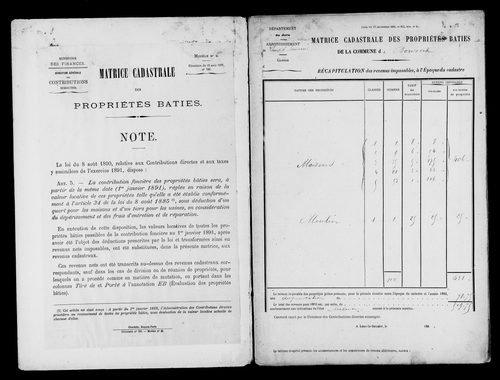 Matrice des propriétés bâties.