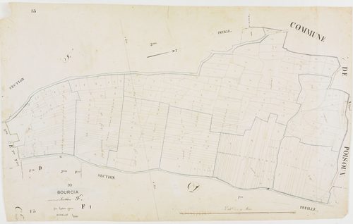 Bourcia, section F, feuille 1 [1820-1822] géomètre : Laplace