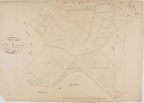 Bretenières, section B, le MIdy, feuille 2.géomètre : Billet