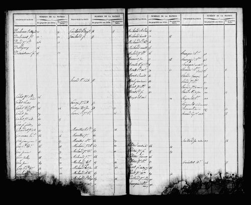 Etat de sections et matrice foncière.
