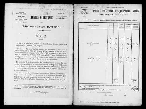 Matrice des propriétés bâties.
