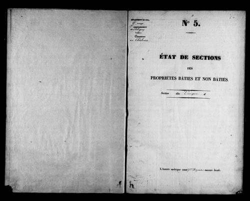 Etat de sections, s.d. [1827].