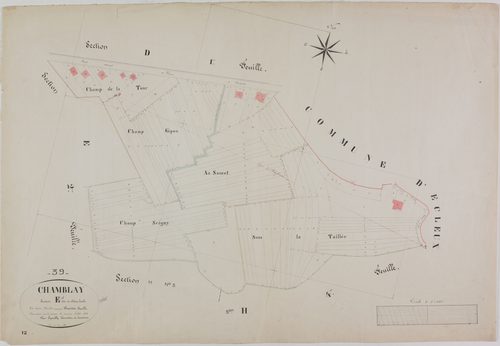 Chamblay, section E, le Chêne Brûlé, feuille 1.