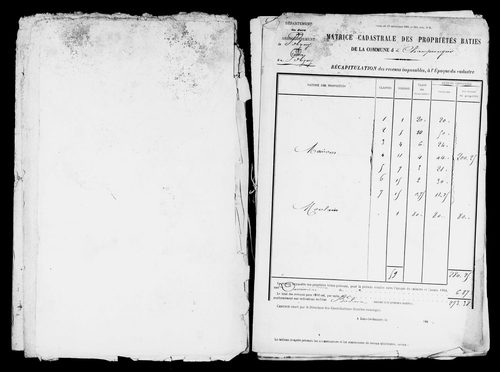 Matrice des propriétés bâties.