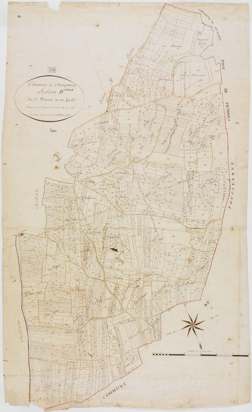 Champvans, section B, Plumont, feuille unique.géomètre : Sauldubois v