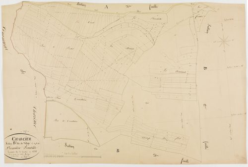 Charcier, section B, le Village, feuille 1.géomètre : J. Singey