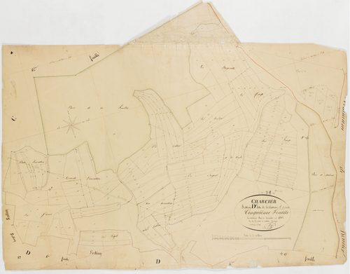 Charcier, section D, la Charue, feuille 5.géomètre : J. Singey