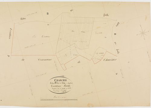 Charcier, section B, le Village, feuille 3.géomètre : J. Singey