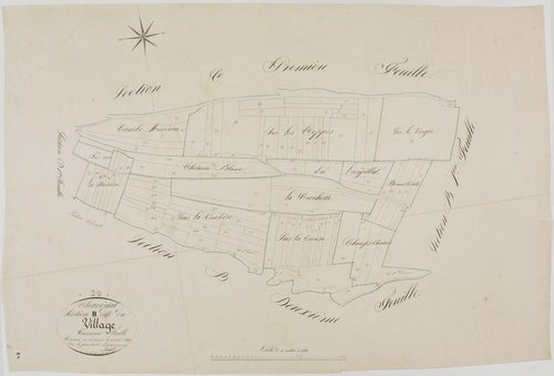 Chavéria, section B, le Village, feuille 3.géomètre : Deniset