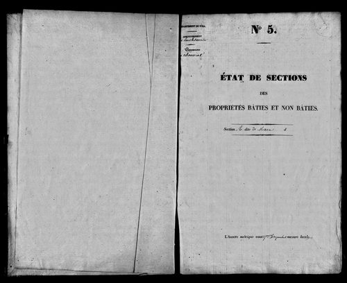 Etat de sections, s.d. [début XIXe].