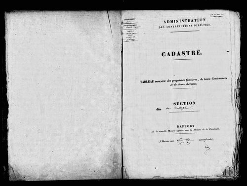Etat de sections, s.d. [1829].