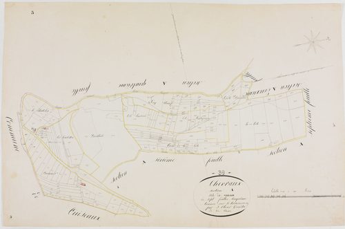 Chevreaux, section A, le Village, feuille 5.géomètre : J. Olivier