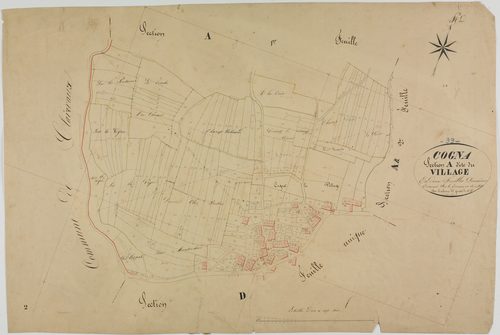 Cogna, section A, le Village, feuille 2.géomètre : Duchesne H.