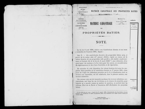 Matrice des propriétés bâties.