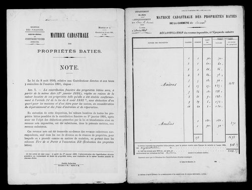 Matrice des propriétés bâties.