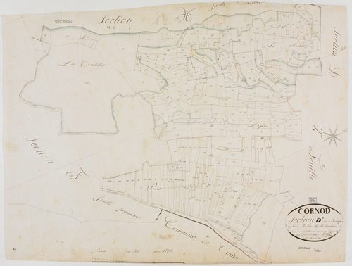 Cornod, section D, Thorignat, feuille 3.géomètre : Berthet