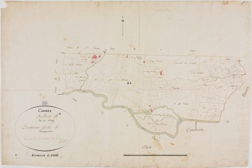 Cosges, section B, le Village, feuille 4.géomètre : Grenot