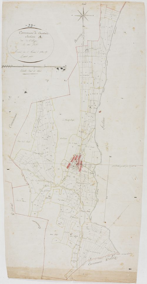 Courbette, section A, le Village, feuille unique.géomètre : Rosset