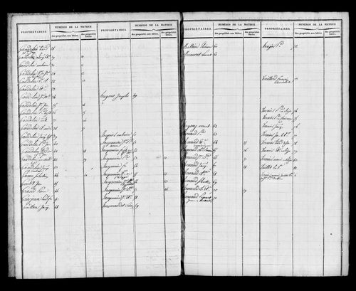 Etat de sections et matrice foncière.