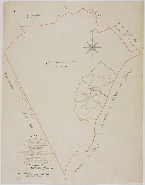 Courtefontaine, tableau d'assemblage.géomètre : Savourot