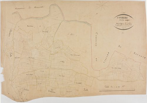 Coyrière, section A, le Village, feuille 1.géomètre : Dussauget