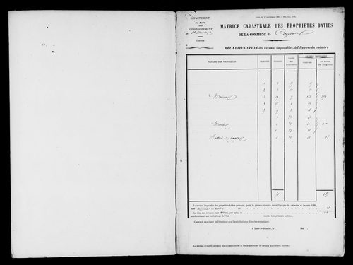 Matrice des propriétés bâties.