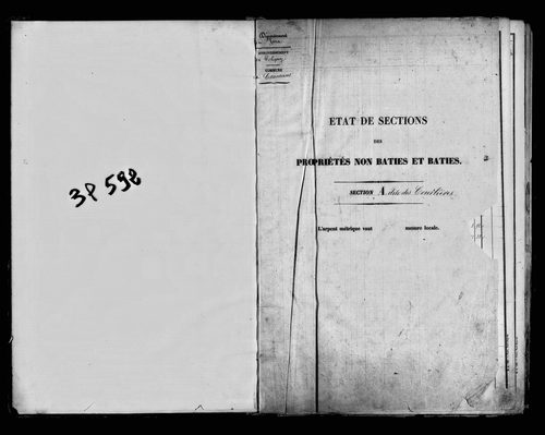Etat de sections, s.d. [milieu XIXe].