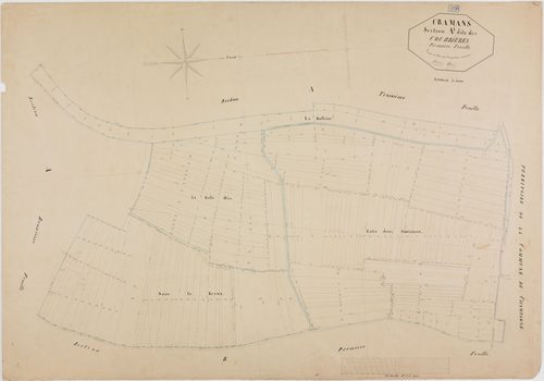 Cramans, section A, les Courbières, feuille 1.géomètre : Olivier et Grenier