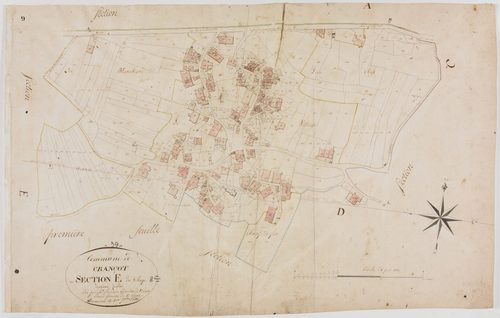 Crançot, section E, le Village, feuille 2.géomètre : Jannin et Perrard
