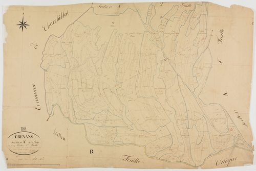 Crenans, section A, le Fyête, feuille 3.géomètre : Berthet