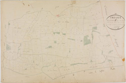 Cressia, section B, la Perrière, feuille 2.géomètre : Sauldubois