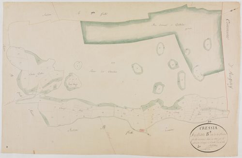 Cressia, section B, la Perrière, feuille 3.géomètre : Sauldubois .