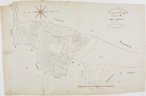 Damparis, section A, les Vignes, feuille unique.géomètre : Lebeaud