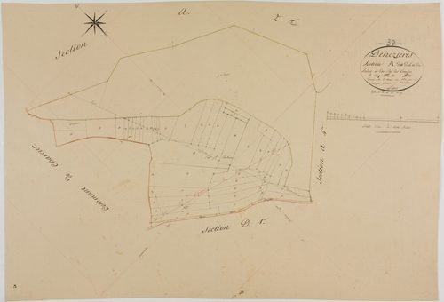 Denezières, section A, la Vie de Salins et les Prés des Combes, feuille 3.géomètre : Rosset aîné
