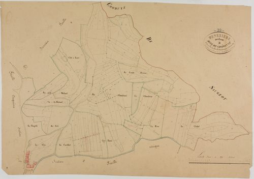 Denezières, section B, Chaudonné, feuille 2.géomètre : Dussauget