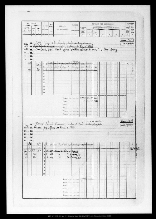 Matrice des propriétés bâties, case 889 à 1887.