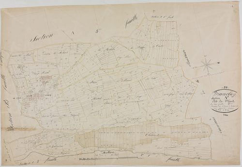 Dramelay, section A, le Mont, feuille 2.géomètre : Olivier
