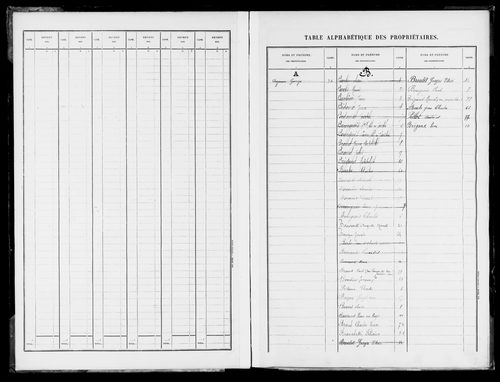 Matrice des propriétés bâties.
