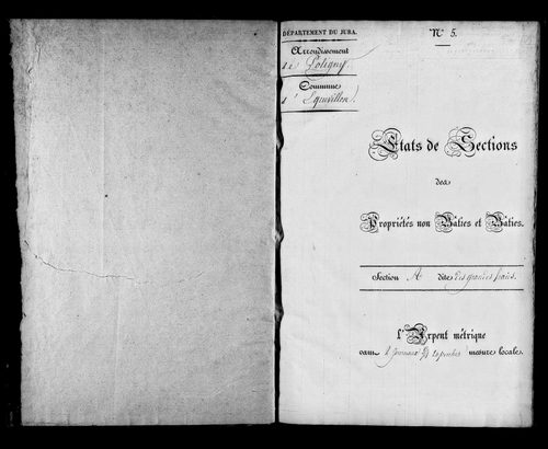 Etat de sections, s.d.[1826].