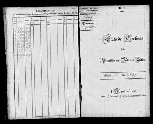 Etat de sections, s.d.[1826].