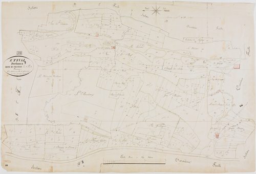 Etival, section E, le Château, feuille 2.géomètre : Dussauget