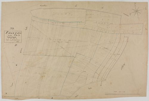 Falletans, section A, le Village, feuille 3.géomètre : Guyon