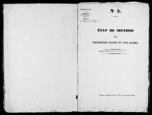 Etat de sections, s.d. [début XIXe].