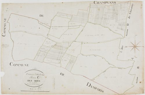 Foucherans, section C, les Bois, feuille unique.géomètre : Lebeaud