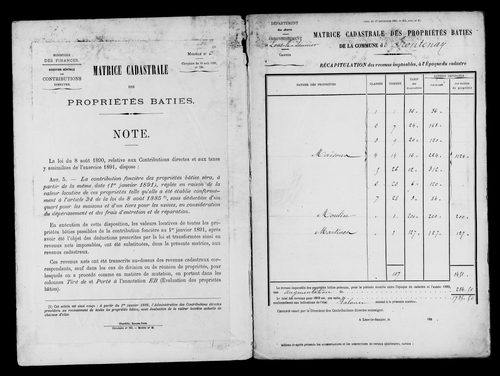 Matrice des propriétés bâties.