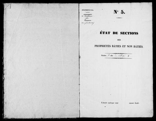 Etat de sections, s.d. [1836].