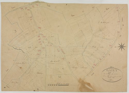 Gatey, section C, le Village, feuille 2.géomètre : Gillet ; échelle