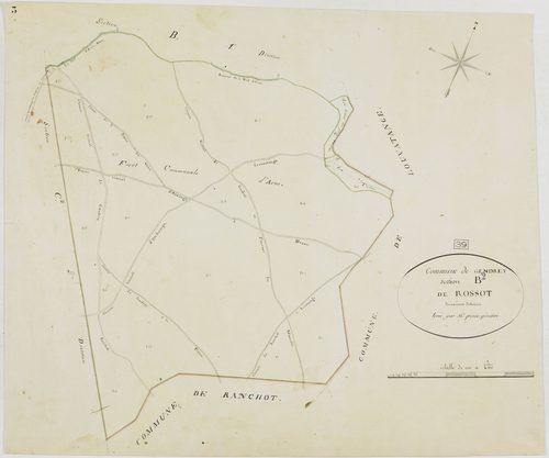Gendrey, section B, Rossot, feuille 2.géomètre : Grenot