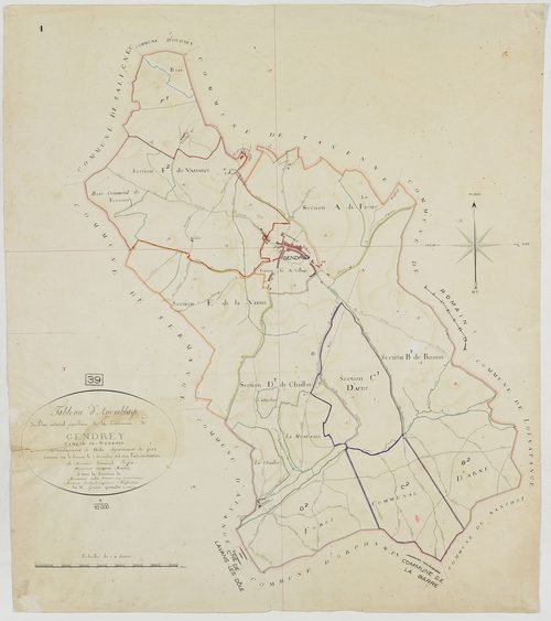 Gendrey, tableau d'assemblage.géomètre : Grenot