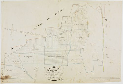 Germigney, section A, le Village, feuille 2.géomètre : Billet